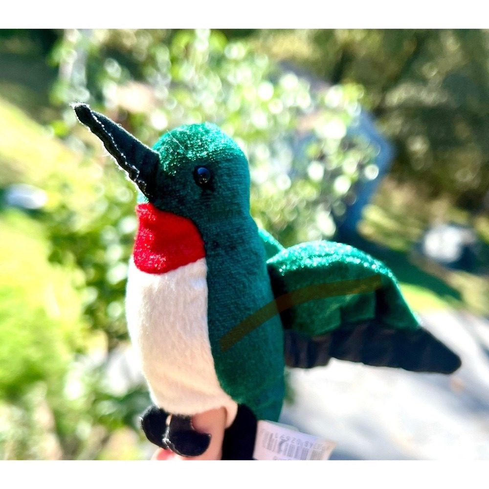 Folkmanis Green Ruby Throat Hummingbird Plush Finger Puppet 5"
